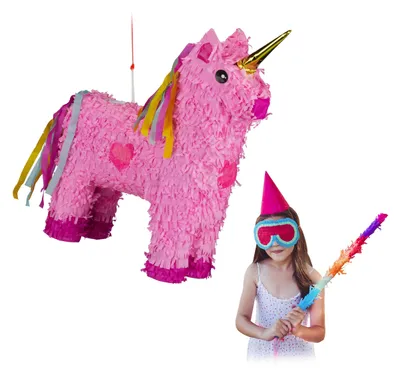 Einhorn-Piñata, 47x43x13 cm, zum Befüllen, Rosa-Pink