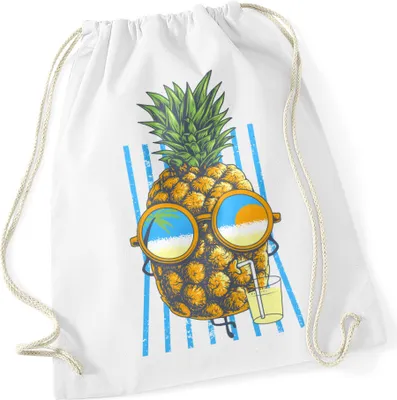 Produktbild von Turnbeutel chilling Ananas Pinapple Sommer Beach Cocktail Autiga® weiß unisize