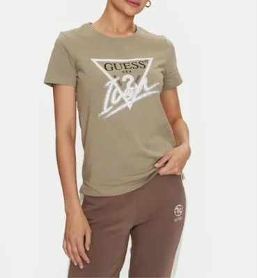 Produktbild von GUESS Damen T-Shirt SS CN ICON, Grün, Größe M | Komfort & Stil vereint