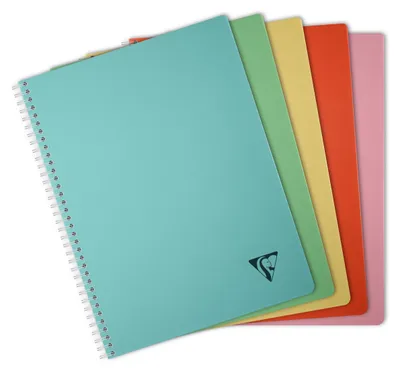 Produktbild von Clairefontaine 10x Spiralbuch A4, 50 Bl kariert 90g, Einband PP Sortiert 327125C