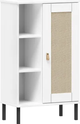 Produktbild von Badkommode >WZ-0800< 1 Tür, 4 Böden, Kiefer massiv weiß lackiert - 52x90x32 (BxHxT)