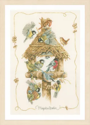 Kreuzstich-Set Vogelhaus, 37 x 54 cm, DIY-Stickerei für Wanddekoration