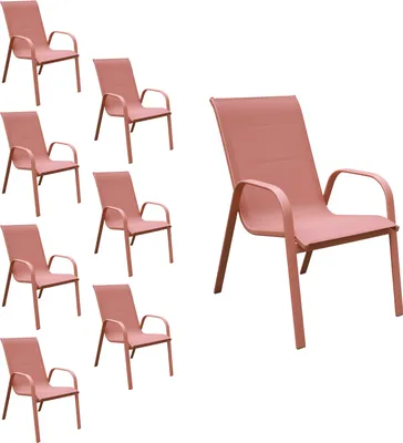 Produktbild von 8erSet Stühle MARBELLA aus Textilene Terracotta - Aluminium Terracotta