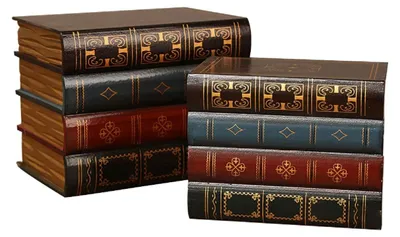 Image de Lot de 2 boîtes de rangement vintage en bois en forme de faux livres – boîtes de rangement décoratives d'époque pour bijoux