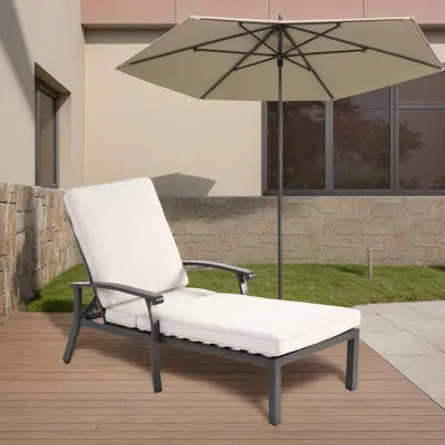 Produktbild von Verstellbarer Aluminium Gartenliege Blau mit wasserdichtem Baumwollkissen Outdoor Patio Stuhl
