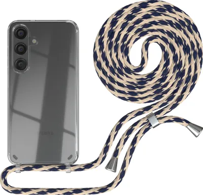 Produktbild von EAZY CASE Handykette kompatibel mit Samsung Galaxy S24, Handyhülle mit Umhängeband, Handykordel, Schutzhülle Clear, Band in Beige