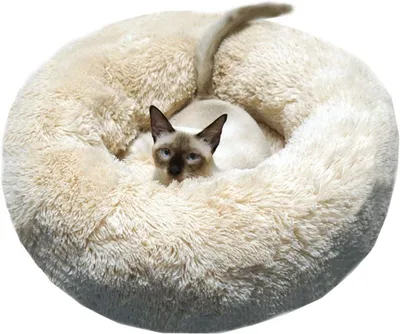 Productafbeelding van Huisdierbed Rond - Kat Mand - Rustgevend Slapen - Zelfverwarmende Stof - 60 cm Diameter - Macaron Roze