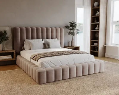 Obrázek produktu pro Čalouněná postel 160 x 200 Elise - postel do ložnice, roštový rám - manželská postel 160x200, sametová látka (Hnědá - Ikoo 3)