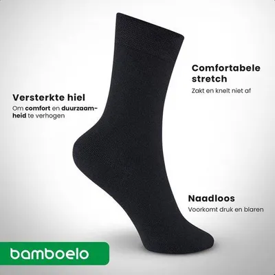 Immagine prodotto di Calzini in bambù unisex senza cuciture, traspiranti, neri, taglia 43-46