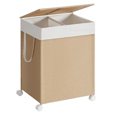 Produktbild von SONGMICS HOME Wäschekorb 2 Fächer, Wäschesammler 100 L, Wäschesortierer auf Rollen