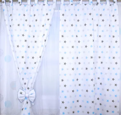 Produktbild von Vorhänge mit Schlaufen Kinder Baby Gardinen Kinderzimmer Vorhang 14. Star Blau