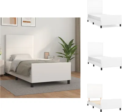 Produktbild von vidaXL Bettgestell mit Kopfteil Weiß 100x200 cm Kunstleder -  Betten & Bettgestelle