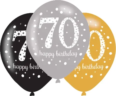 Produktbild von amscan Luftballons Zahl 70 Sparkling schwarz/silber/gold Ø27,5cm 6 Stück