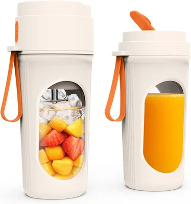 Produktbild von Tragbarer elektrischer Mixer, 450 ml, 21.000 U/min, 12 rotierende Klingen, für schnelle Smoothies, Küche, Büro, Fitnessstudio, kompakt