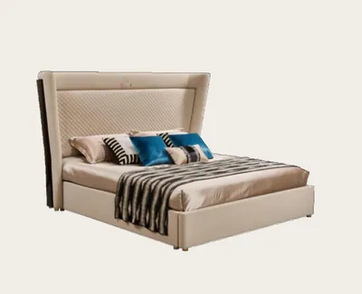 Produktbild von Schlafzimmer Hotel Betten Doppel Bett Design Holz Leder Betten 180x200cm Möbel