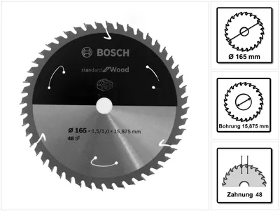 Zdjęcie produktu dla Bosch 2 608 837 683, Drewno, 16,5 cm, 1,59 cm, 1 mm, 9500 RPM, 1,5 mm