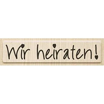 Produktbild von HEYDA 211800080 Stempel Hochzeit Wir heiraten! Holz matt lackiert