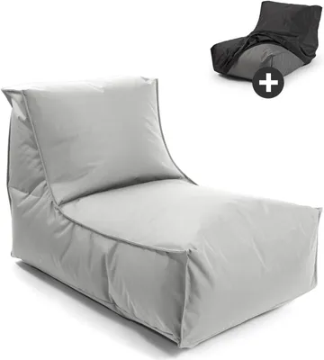 Produktbild von mokebo® Sitzsack mit Schutzhülle für Kinder & Erwachsene 'Der Sundowner', Bean Bag mit Füllung oder Bodenkissen für Indoor & Outdoor, auch als Liegekissen, Relaxliege oder Liege in Grau