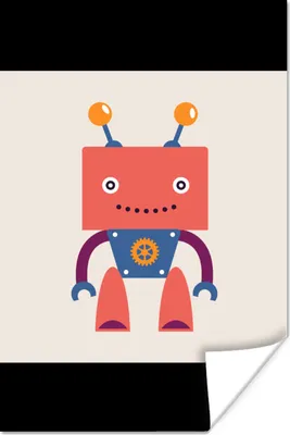 Produktbild von MuchoWow® Poster Roboter - Getriebe - Gesicht - Antenne - Kinder - Jugendliche 40x60 cm - Plakate für die Wand - Poster Babyzimmer