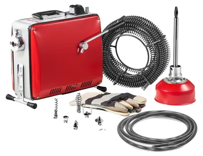 Productafbeelding van VEVOR Elektrische leidingreinigingsmachine, 390 W, 1400 tpm, afvoerreiniger, met 12 meter x 16 mm en 8 meter x 9,5 mm spiraalkabels, 4,5 meter x 16 mm flexibele spiraal, 6 snijkoppen, geschikt voor leidingen met een diameter van 50–110 mm