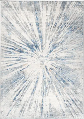A rug with a starburst pattern.