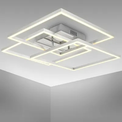 Image de B.K.Licht Plafonnier LED orientable 568x568x95mm carré 40W 4000lm 3000K lumière blanche chaude chromé aluminium lampe plafond bureau salon cuisine couloir