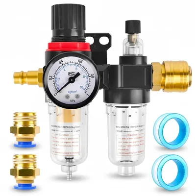 Druckluft-Druckregler 1/4 Zoll mit Wasserabscheider und Manometer