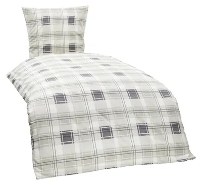 Produktbild von Renforcé Bettwäsche Karo Design Silber 155x220 80x80 cm
