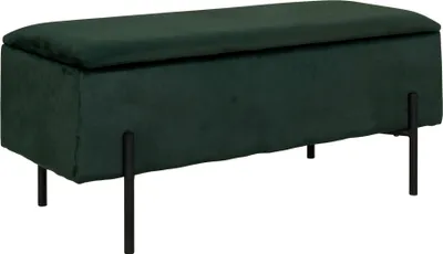Image de Watford Banc avec rangement en velours, vert, noir.