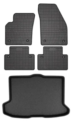 Image de Tapis en caoutchouc + bac de coffre pour Volvo C30 2006-2012 (coffre standard) – 5 pièces, noirs, sur mesure