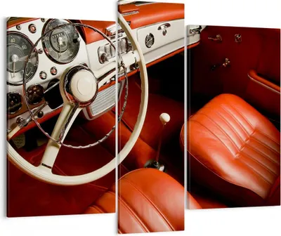 Produktbild von Bild auf Leinwand - Leinwandbild - Auto Innenraum Klassisch - 95x80cm - Wand Bild - Wanddeko - Leinwanddruck - Bilder - Kunstdruck - Wanddekoration - Leinwand bilder - Wandkunst - CB95x80-0149