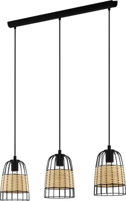 Produktbild von ANWICK Hängeleuchte Hängelampe Pendellampe Pendelleuchte - L88 x B18 x H110 cm - schwarz - 3X40W exkl. - IP20