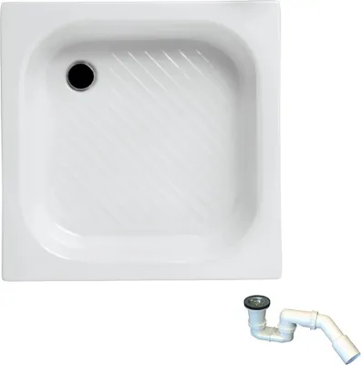 Zdjęcie produktu dla Brodzik Akrylowy Kwadratowy Karen 70x70cm 15cm Głębokości z Syfonem, Biały, Polimat