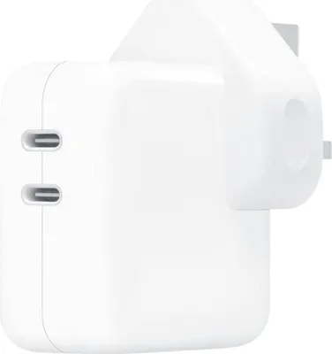 Image de Adaptateur secteur Apple d'origine 2x USB-C - Chargeur MacBook - Royaume-Uni - 35 W - Blanc