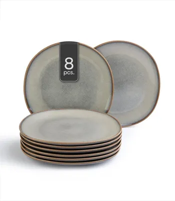 Produktbild von Speiseteller - Ø 28 cm - Beige - Grau - Steingut - mit Reaktivglasur - 8er Set
