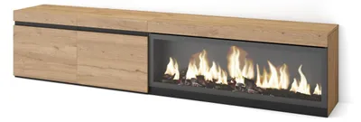TV-Möbel Lowboard 210 cm mit elektrischem Kamin XXL