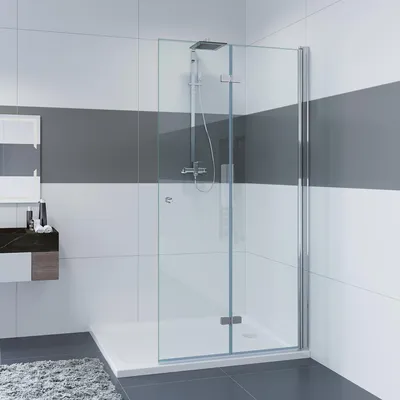 Produktbild von IMPTS Duschwand 120 x 185 cm Walk in Dusche Falttür Schwingtür Duschkabine 6 mm NANO Glas Duschabtrennung ESG Echtglas Glaswand Höhe 185 cm