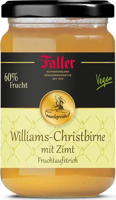 Produktbild von Faller Williams-Christbirne mit Zimt: Schwarzwälder Fruchtaufstrich, 60% Frucht, 330g