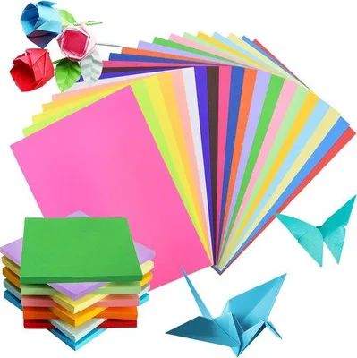 Produktbild von Origami-Vouwpapier 200 Blätter - Farbenfrohes Design - Geeignet für Bastelprojekte und Schulkunst - Doppelseitiges Quadratpapier - Verschiedene Formate - Für Kinder und Erwachsene