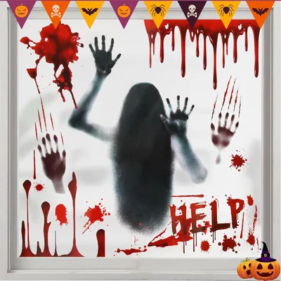 Productafbeelding van Halloween-decoratie, raamdecoraties (rood)