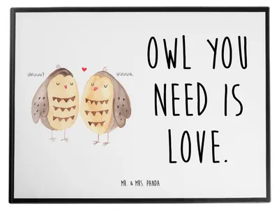 Produktbild von Mr. & Mrs. Panda schreibtischunterlage Eulen Liebe - Weiß - Geschenk, tischpad, Schreibunterlage, Owl, Eule, schreibtischauflagen, Liebesspruch, schreibtischunterlagen