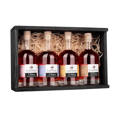Produktbild von Louis Santo Rum Tasting Set 4x100 ml, Geschenkset mit 7, 8, 12 & 18 Jahre, aus der Dom. Rep.