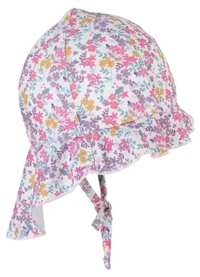 Produktbild von Sterntaler Bademütze Blümchen mit Nackenschutz und Bindeband - Mädchen Schwimmmütze mit UV -Schutz 50+ - UV Bademütze Baby aus Bademodenstoff - Schirm