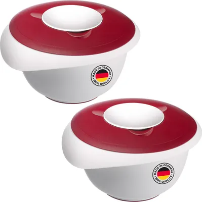 Produktbild von Westmark 2 Rührschüsseln mit zweigeteiltem Deckel, 3,5 l, rot, 315522E3
