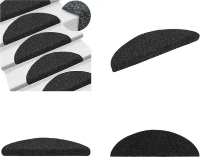 Obrázek produktu pro vidaXL 15 ks samolepicích rohoží na schody 56x17x3cm černá - rohože na schody - koberce na schody - dekorace na schody
