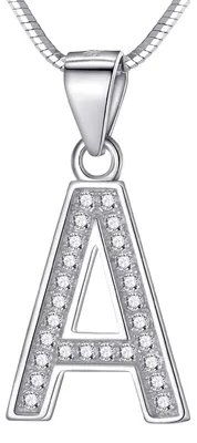 Productafbeelding van Morella Damen letterhalsketting: Halsketting en hanger met de letter A, gemaakt van 925 zilver en voorzien van een rhodium plating, 45 cm lang