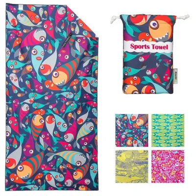 Produktbild von Mikrofaser Strandtuch Schnelltrocknend Sandabweisend Blau 80 x 160 cm