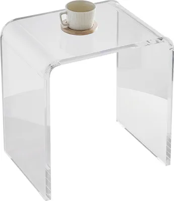 Produktbild von Acryl-Beistelltisch 415 x 305 x 460 mm, U-förmiger Acryltisch Beistelltisch, Transparenter Couchtisch für Getränke, Essen, Snacks, Verwendet im Wohnzimmer, Schlafzimmer, Arbeitszimmer usw.