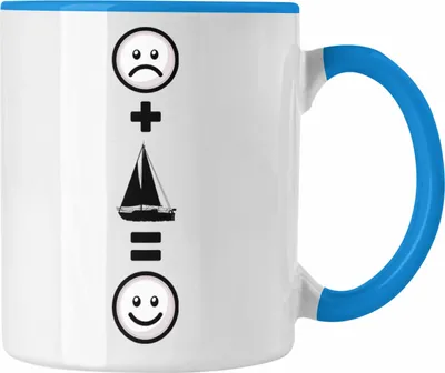Produktbild von Trendation - Segeln Tasse Geschenk für Segler Windsegeln Boot  :( + Segeln = :) Lustige Geschenkidee Geburtstag (Blau)