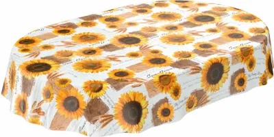 Produktbild von Tischdecke Wachstuch Blumen Gelb Robust Wasserabweisend Oval Breite 140 cm Länge 240 cm